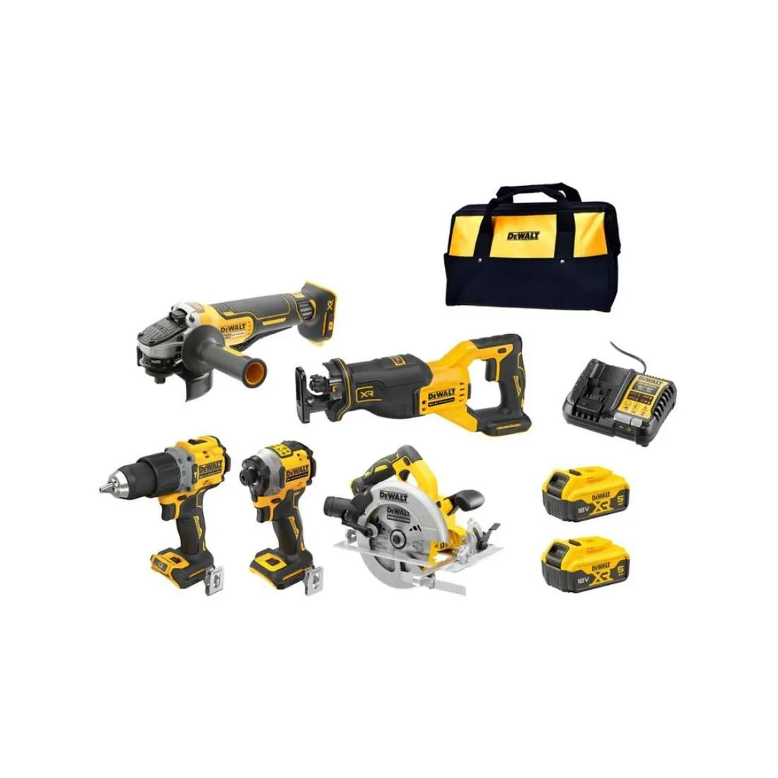 DEWALT 18V XR 5 Piece Combo Kit 5.0Ah