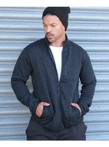 Men's Active Speckled Fleece Zip Thru in Blue/black Marle