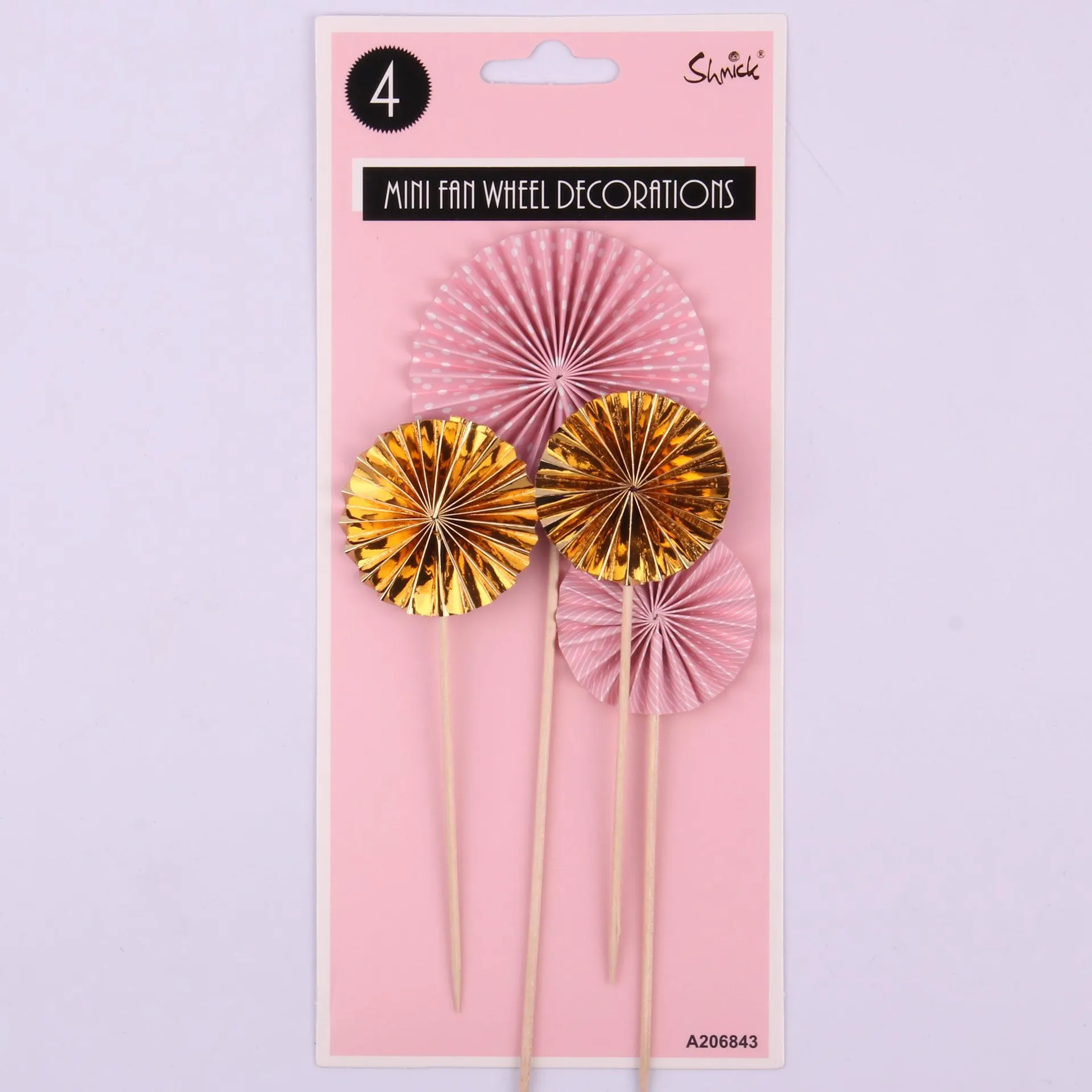 *4pk Pink Mini Fan Wheel Decorations