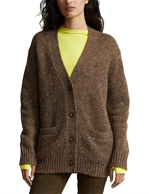DONEGAL WOOL V-NECK CARDIGAN
