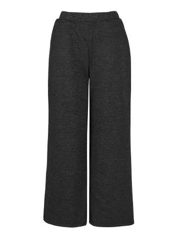 Women's Wide Leg Jacquard Pants in Black