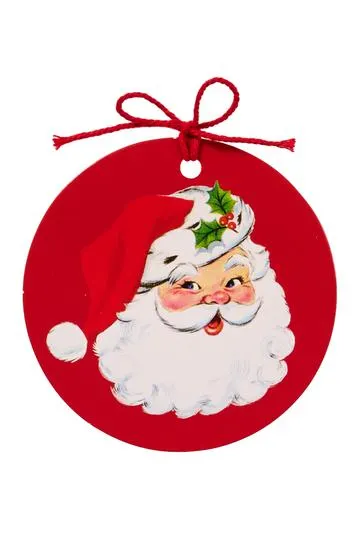 WHSmith Gift Tags Round Santa Pack of 6