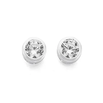 Sterling Silver 4mm Cubic Zirconia Stud Earrings
