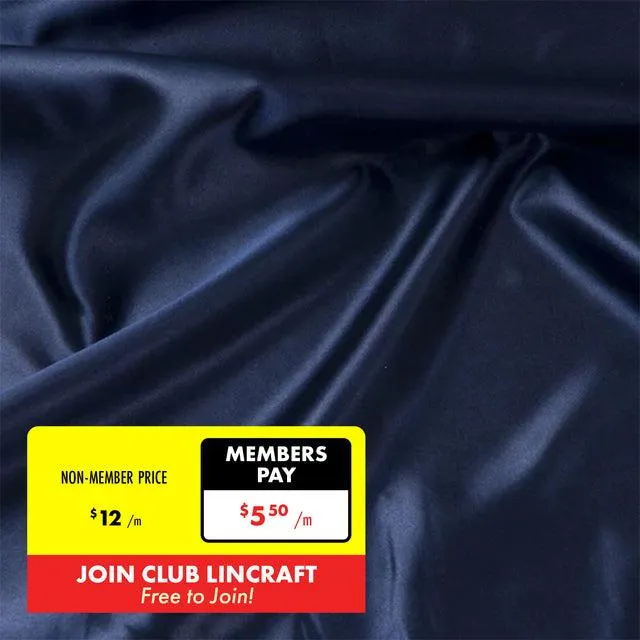 Party Satin Fabric, Navy- Width 150cm
