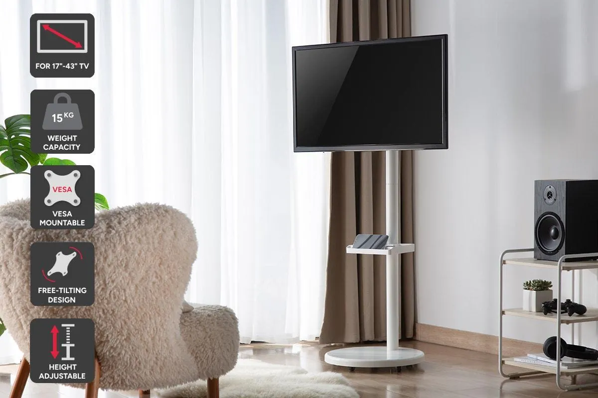 Kogan Portable TV Floor Stand for 17" - 43" TVs (White)