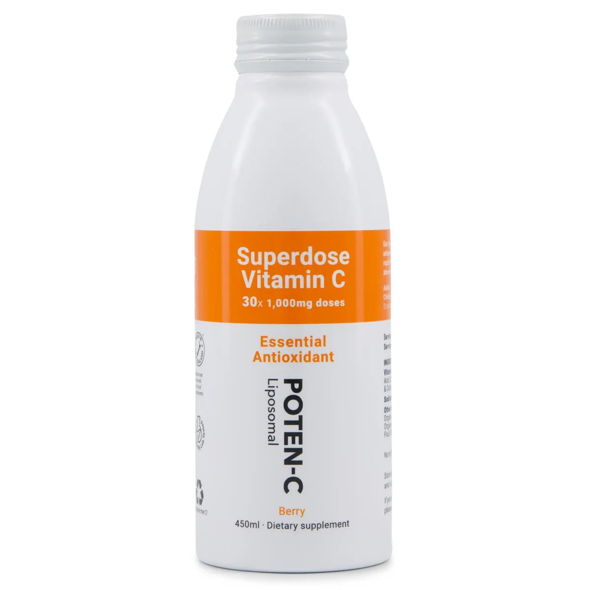Poten-C Superdose Liposomal Vitamin C - 30x 1000mg Doses 450ml Berry + FREE Gift with Purchase (75ml 1000mg Liposomal Vitamin C)