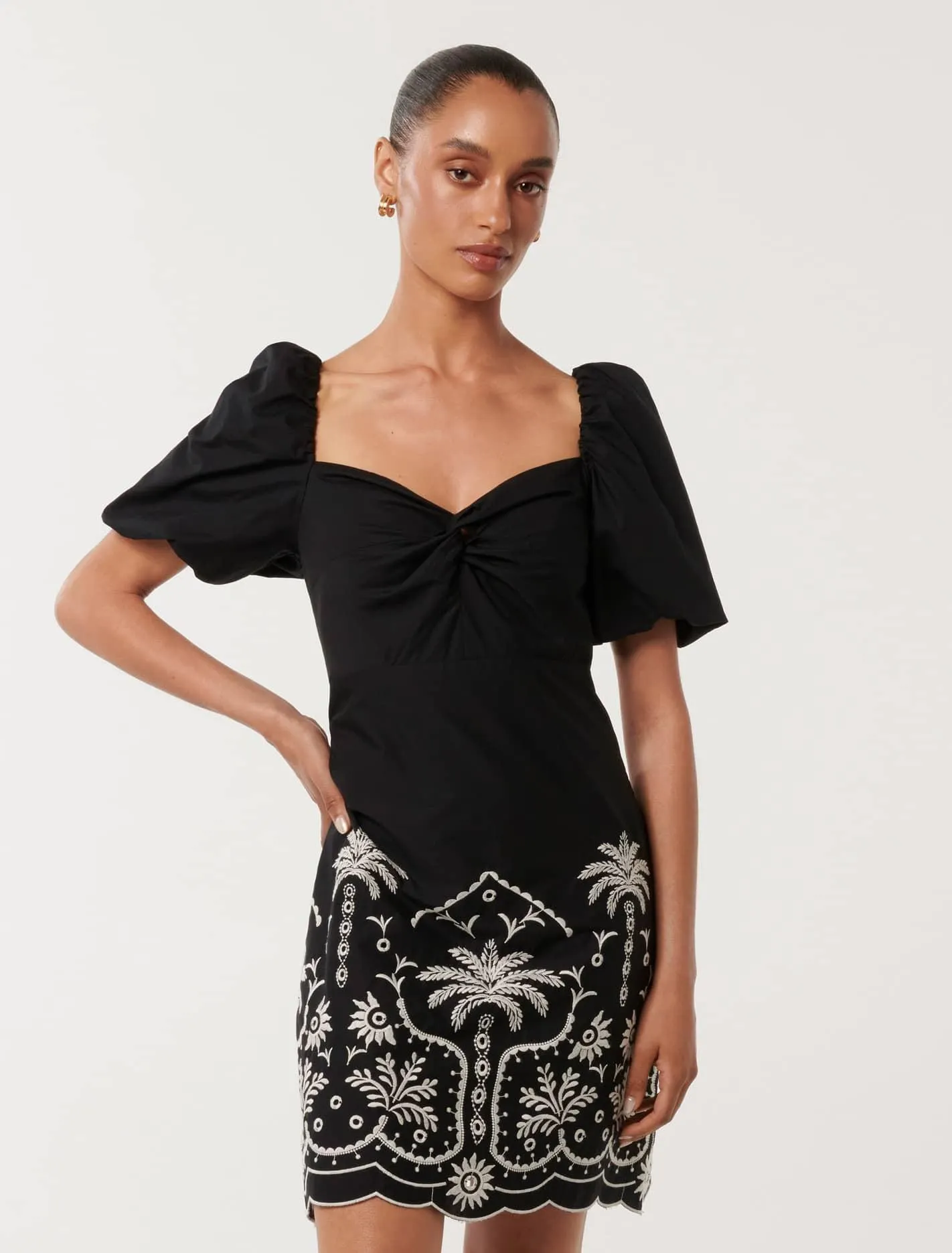 Mareesa Petite Twist-Front Mini Dress