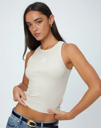 Embroidered Crew Neck Longline Tank