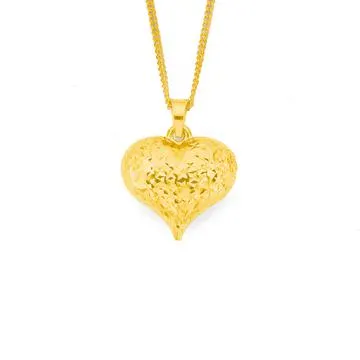 9ct, 15mm Puff Heart Pendant