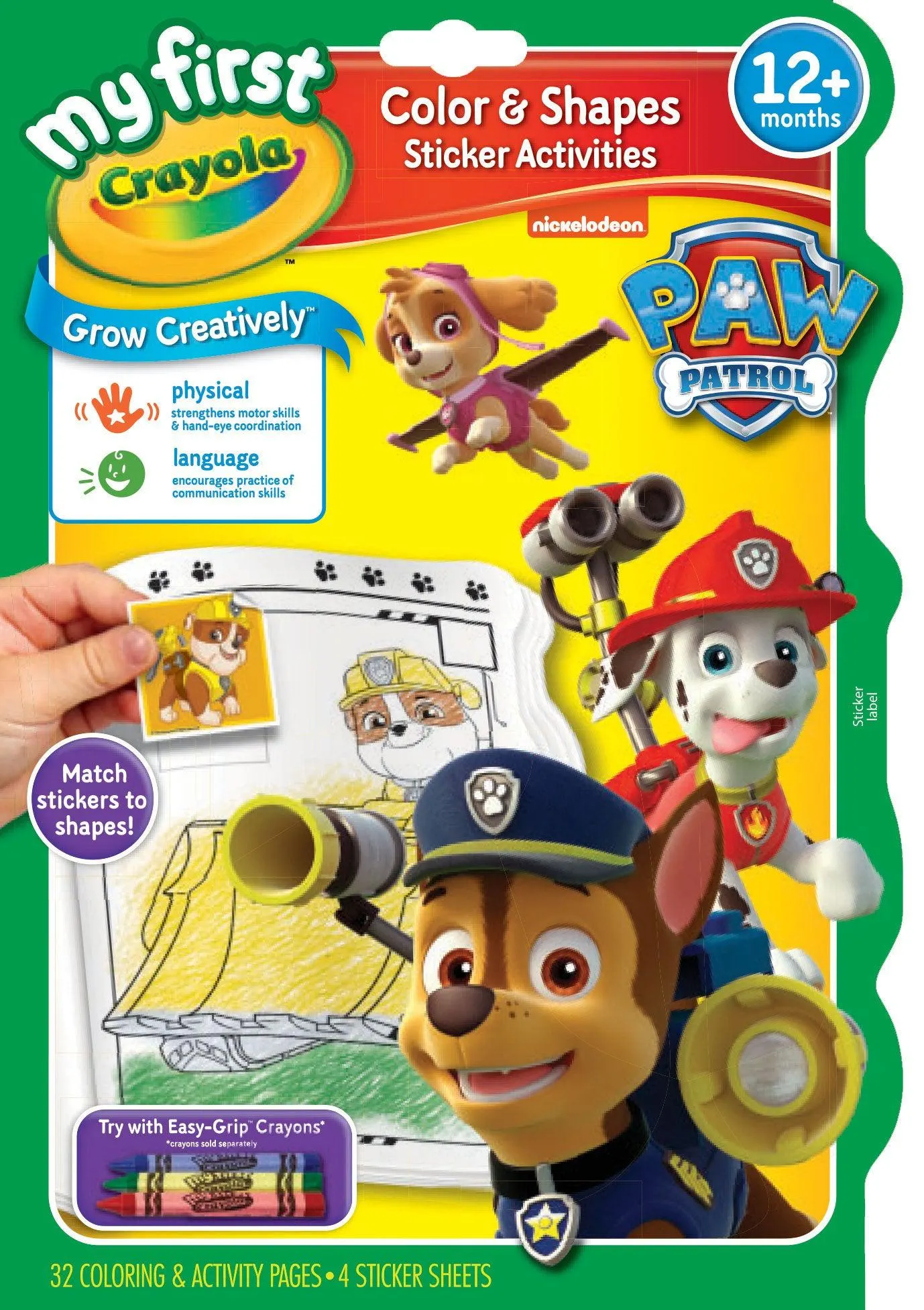 CRAYOLA PAW PATROL MY FIRST COLOR & SHAPES STICKER ACTIVITY BOOK