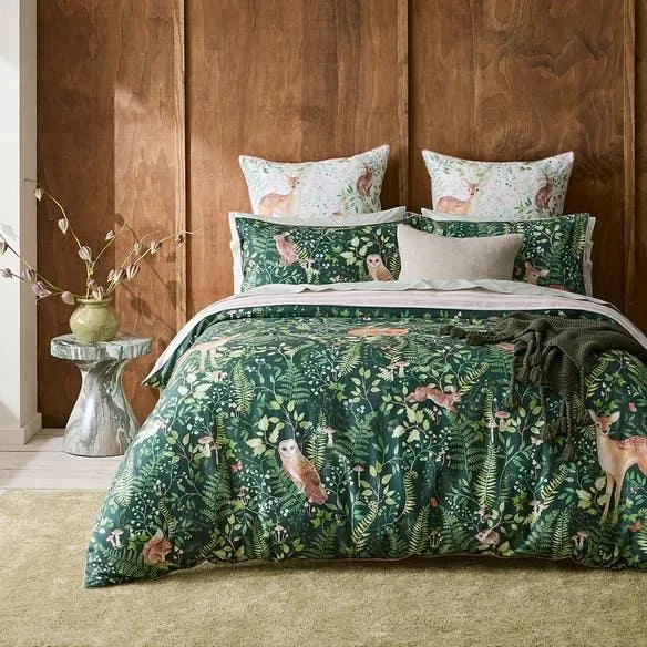 Folklore Quilt Cover - Forest Green