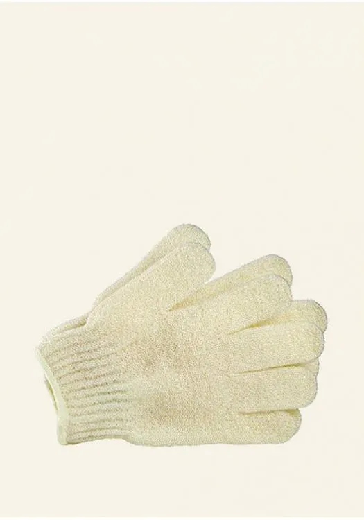 Cream Bath Gloves.