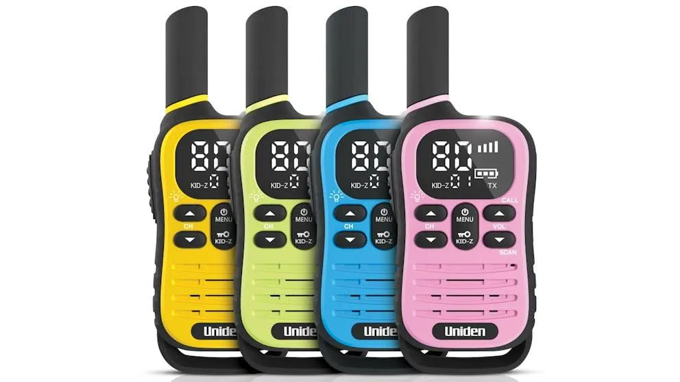Uniden UH45 Max 0.5W Quad Colour Pack 2-Way UHF Radio with Kid-Zone Plus