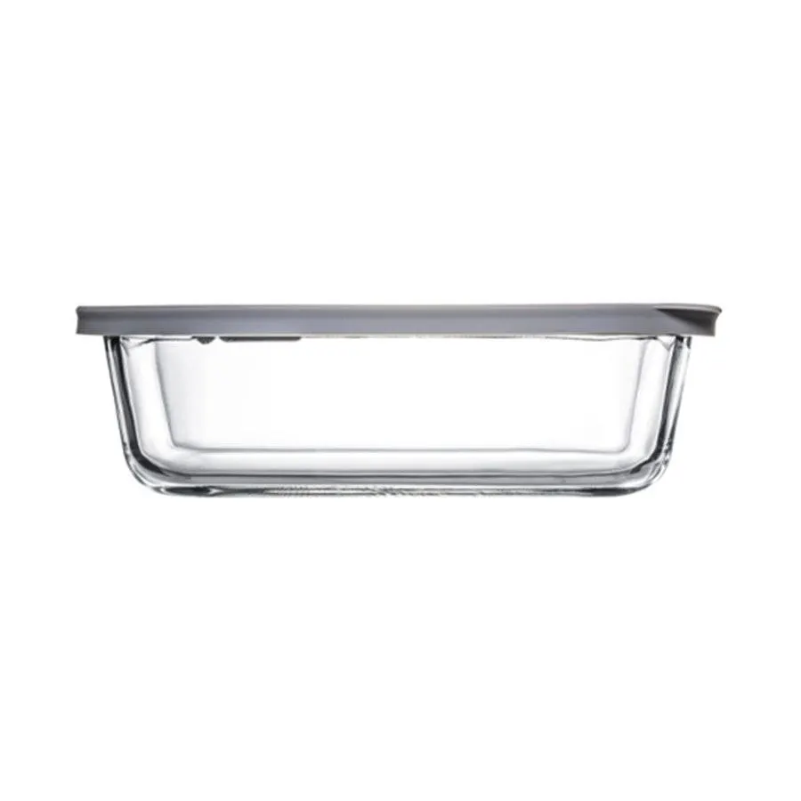 ClickClack Cook+ Rectangle 1.0L Heatproof Glass Container Grey