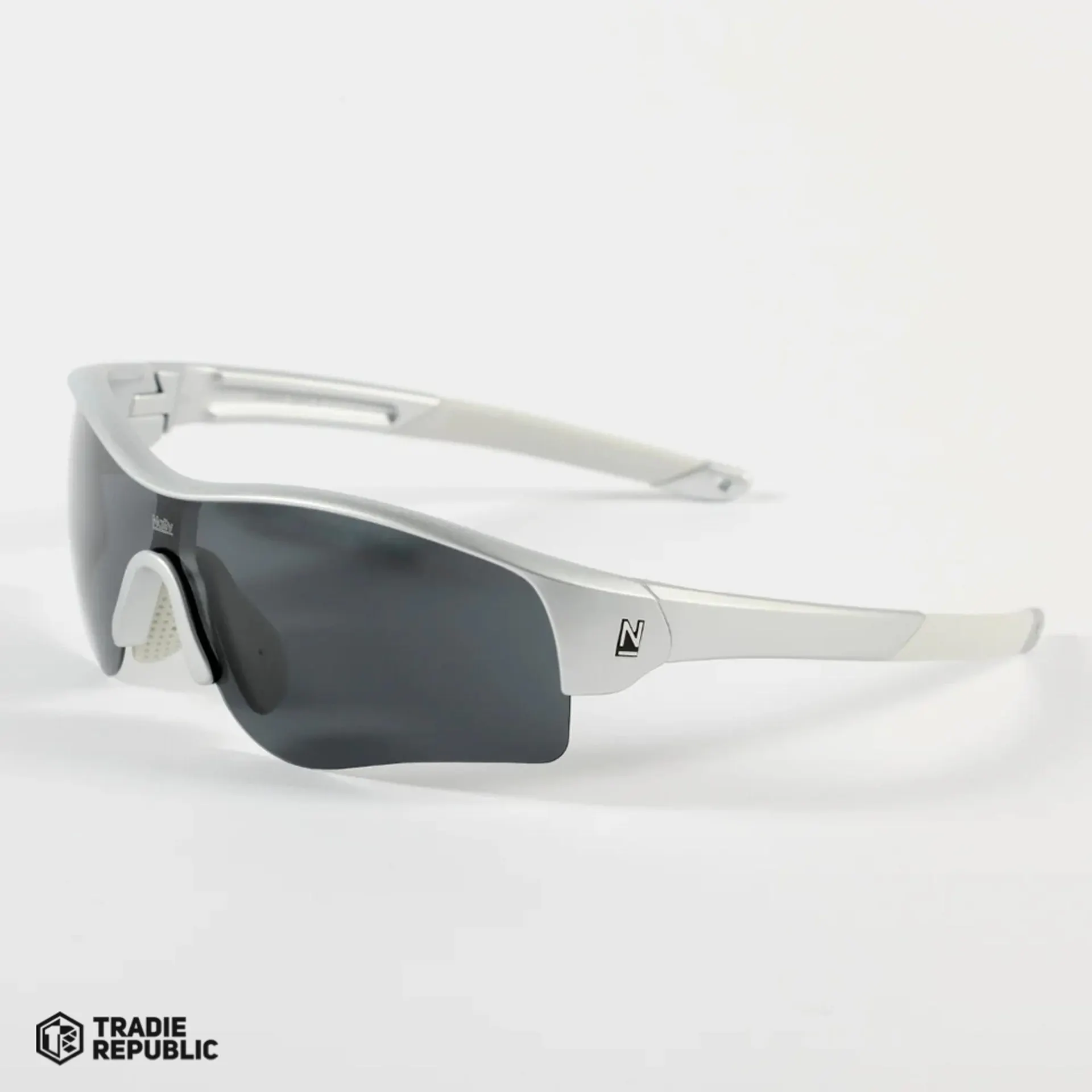 Natty Workwear Rev Matte Silver / Smoke Polarised Safety Glasses
