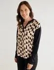 Line 7 Oslo Geo Print Long Sleeve Top, Black