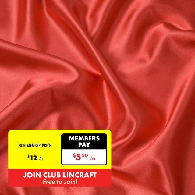 Party Satin Fabric, Red- Width 150cm