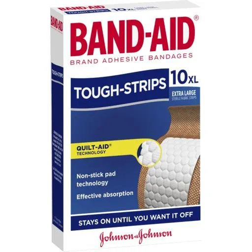 Band Aid Strips Extra Large Tough 10 Pack