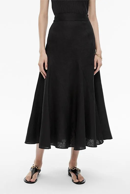 French Linen Seam Detail Skirt