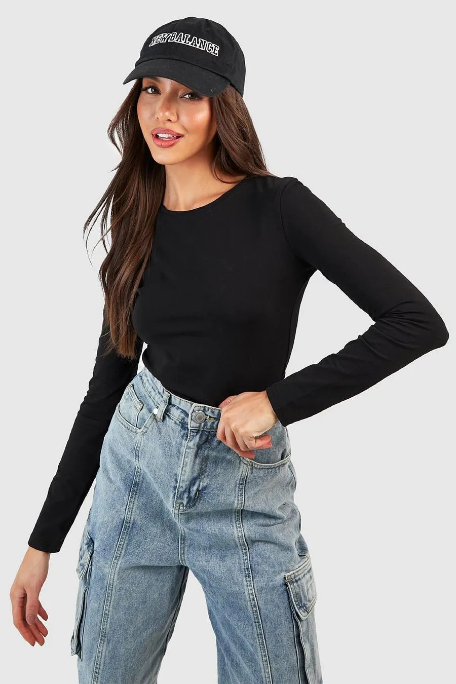 Long Sleeve Basic Crew Neck Jersey Fitted Tshirt