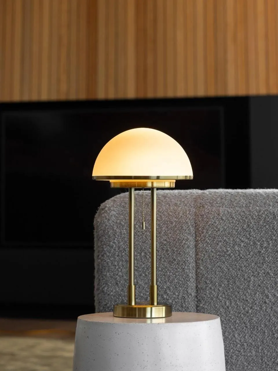 Henshaw Table Lamp Brass with Opal Glass