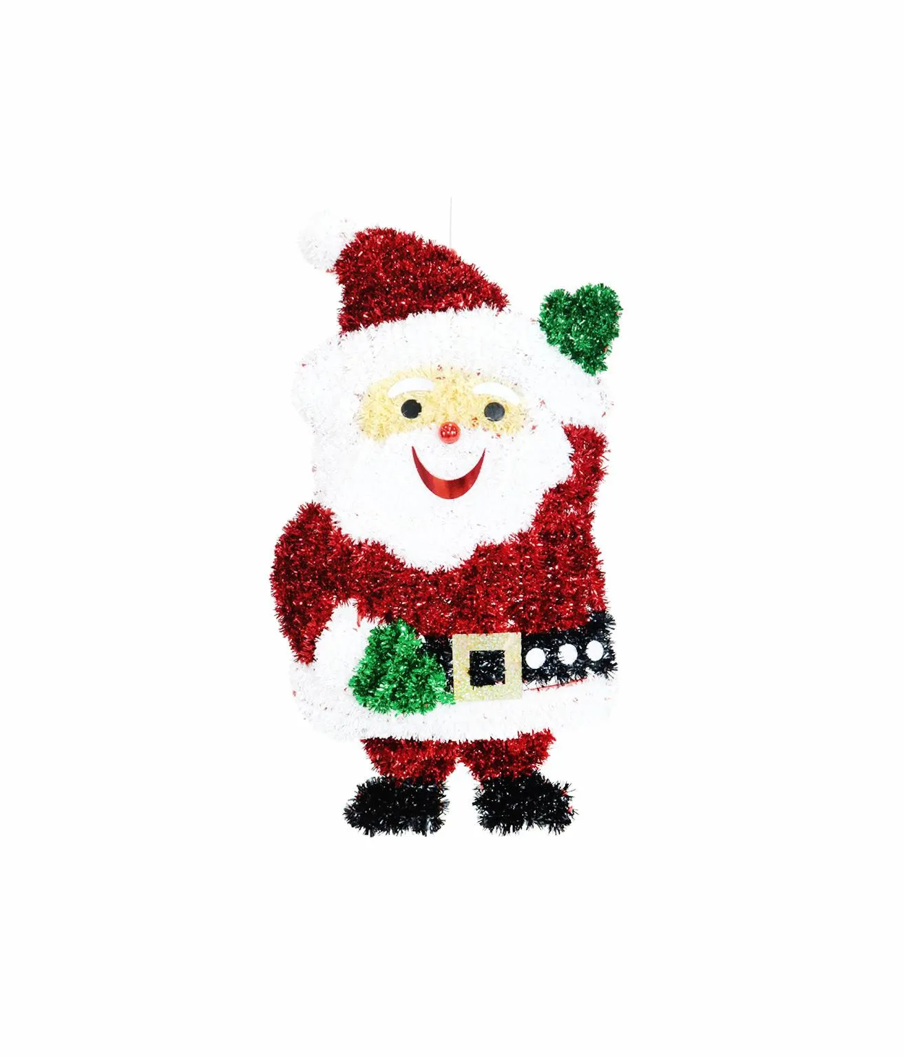 Waving Santa Plaque Tinsel 25 x 2 x 48cm