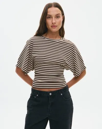 Stripe Cinched Short Sleeve Top