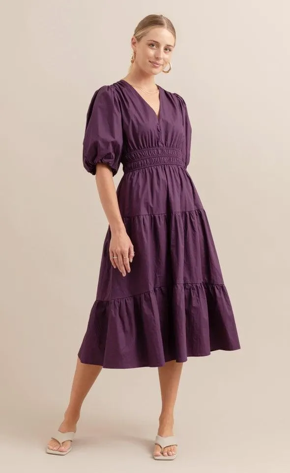 Cotton Poplin Puff Sleeve Dress
