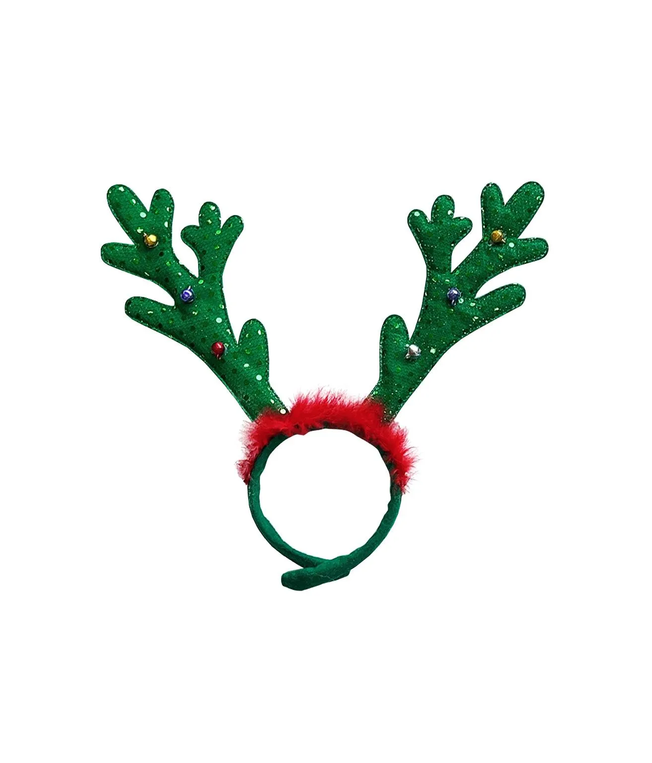 Green Antlers With Red Boa Brim Headband