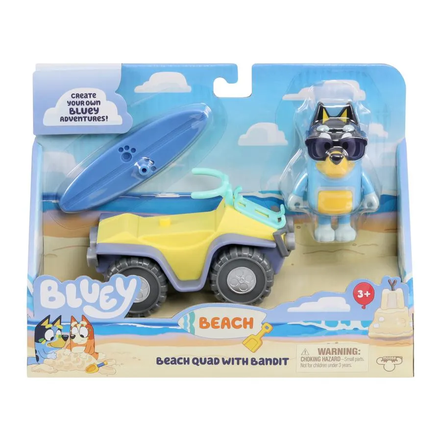 BLUEY SERIES 9 VEHICLE AND FIGURE - BLUEY BEACH QUAD WITH BANDIT