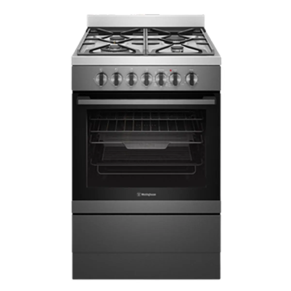 Westinghouse 60cm Dark S/Steel Dual Fuel Freestanding Cooker