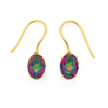 9ct Mystic Topaz Hook Earrings