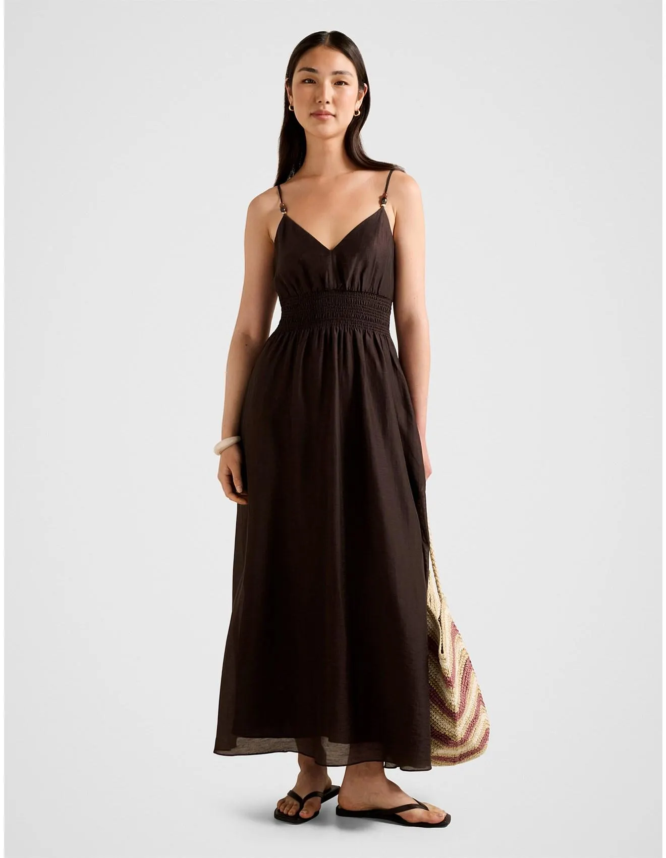 GINA GATHERED WAIST MIDI DRESS