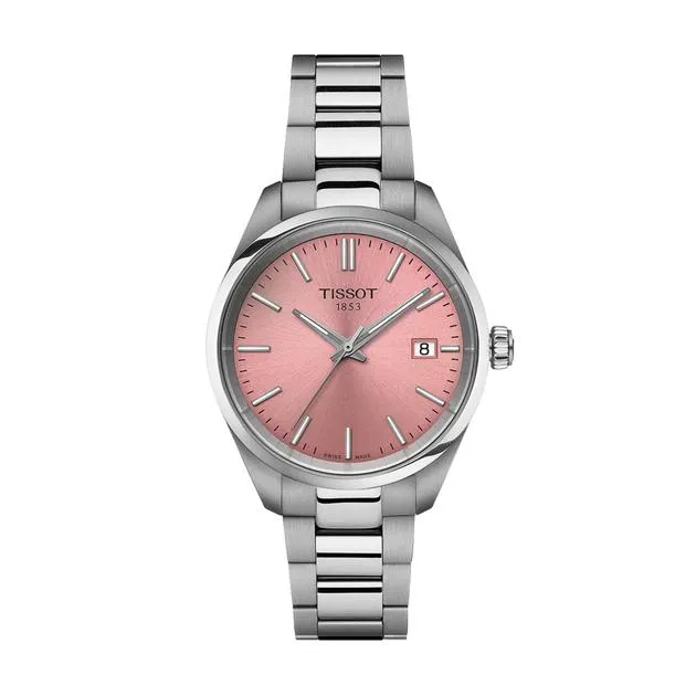 Tissot PR100 Silver and Pink tone Ladies Watch T1502101133100