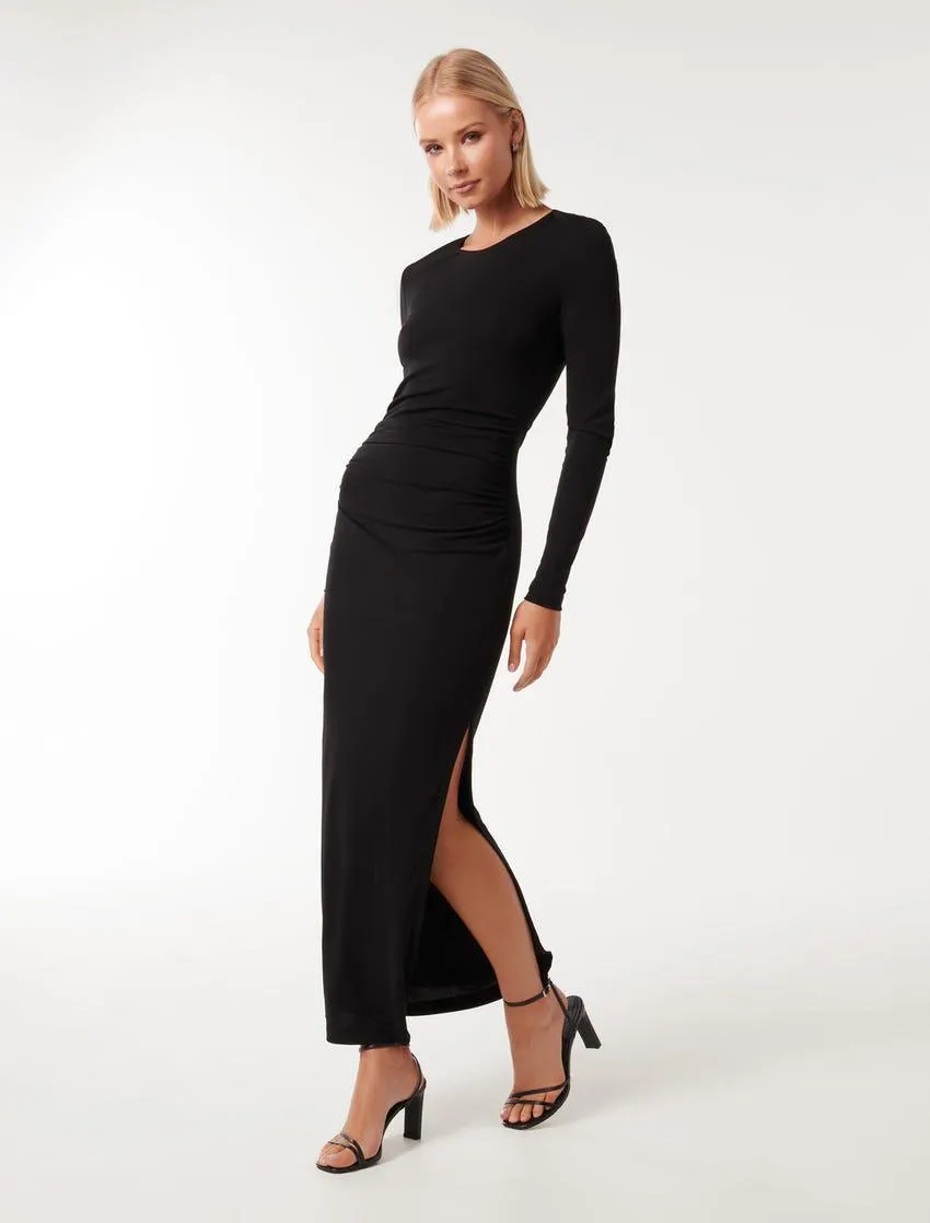 Solana Ruched-Waist Midi Dress