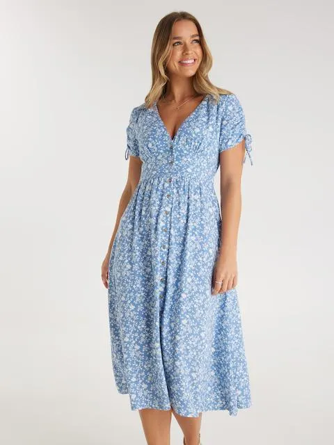 Linen Blend Mali Midi Dress