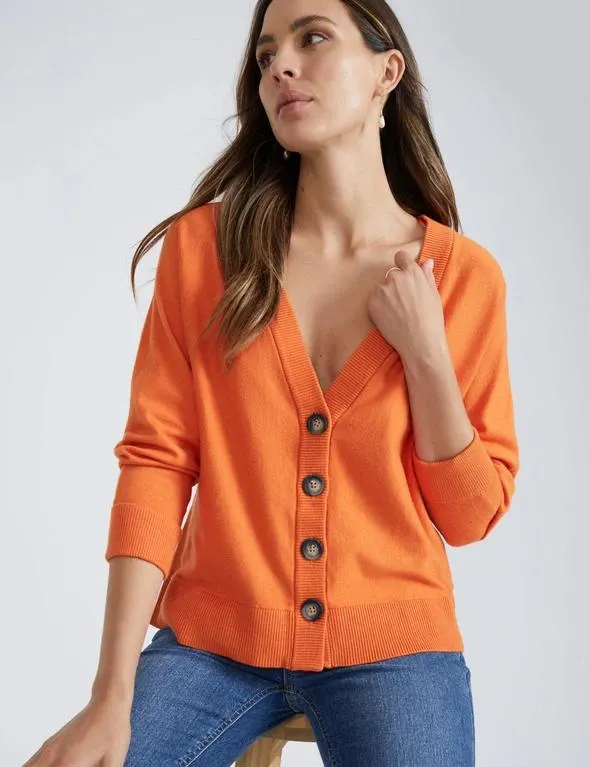 Katies Long Sleeve Regular Length Fine Gauge Knitwear Cardigan