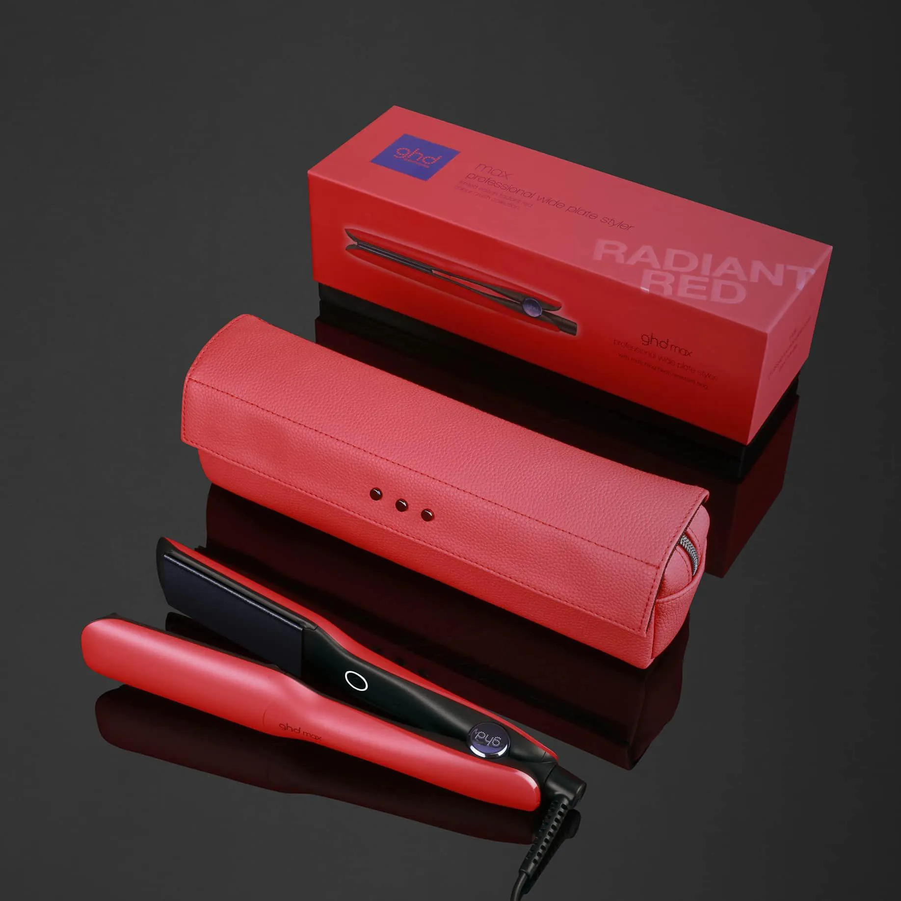 NEW GHD MAX WIDE HAIR STRAIGHTENER IN RADIANT RED