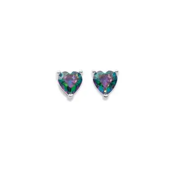 Sterling Silver Mystic Cubic Zirconia Heart Studs