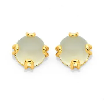 Eliza 9ct, Cream Chalcedony Earrings