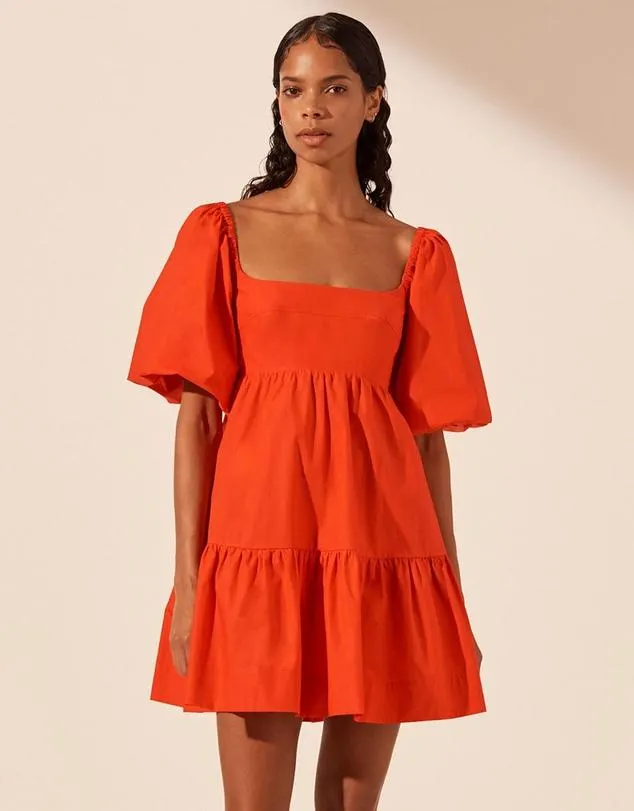 Amada Square Neck Tiered Mini Dress