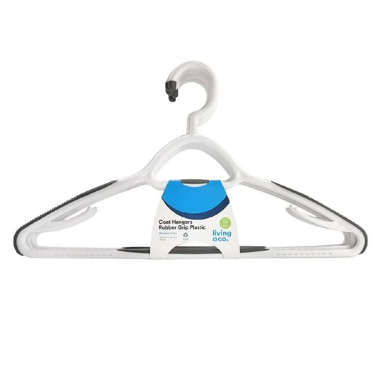 Living & Co Coat Hangers Rubber Grip Recycled Plastic White