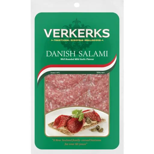 Verkerks Salami Sliced Danish 100g