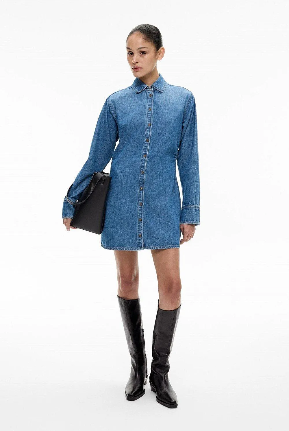 Ruched Denim Dress