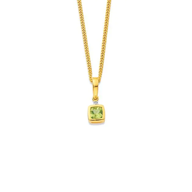 9ct Peridot with Diamond Pendant