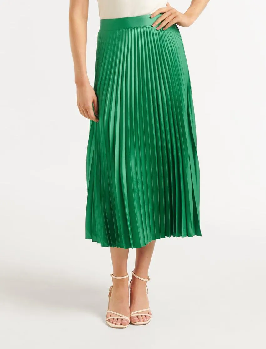 Ester Satin Pleated Skirt