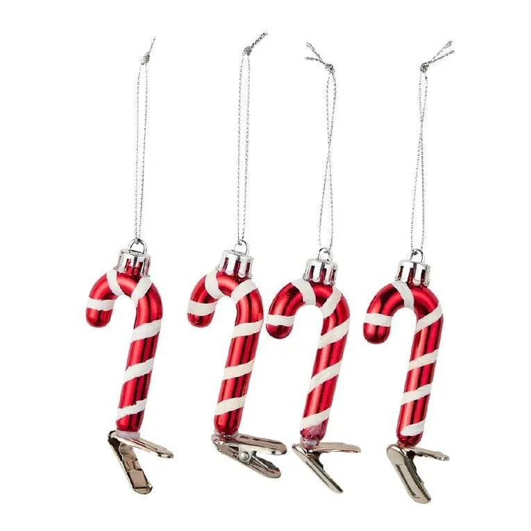 Wonderland Candy Cane Christmas Tree Decorations 6cm 4 Pack