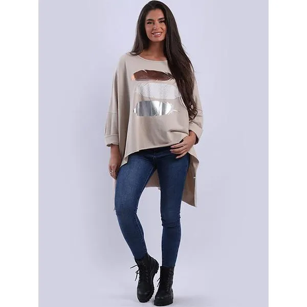 Italian 3 feather Sweatshirt Beige