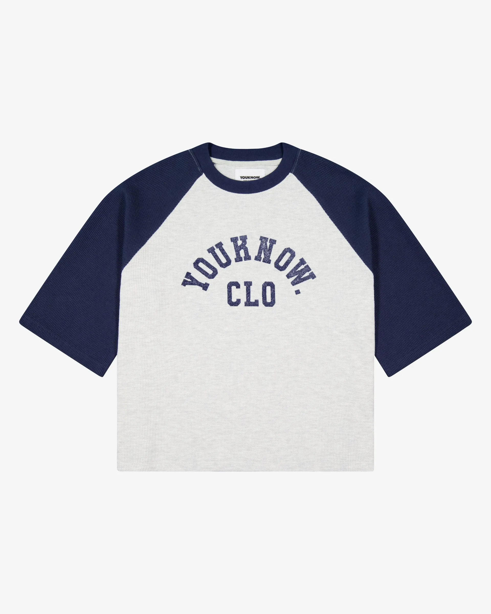 Raglan Waffle Tee | Navy/White