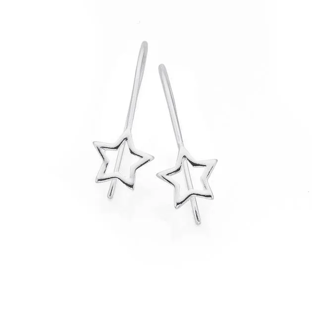 Sterling Silver Star Hook Earrings